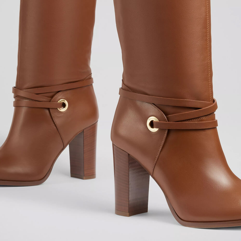 Tan calf high on sale boots